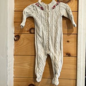 Baby Gap Pink Floral Cableknit Cotton Sweater 3-6 Months